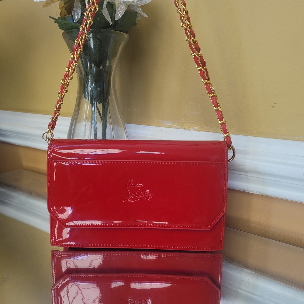 Christian Louboutin Beauty Red Faux Patent Leather Pouch